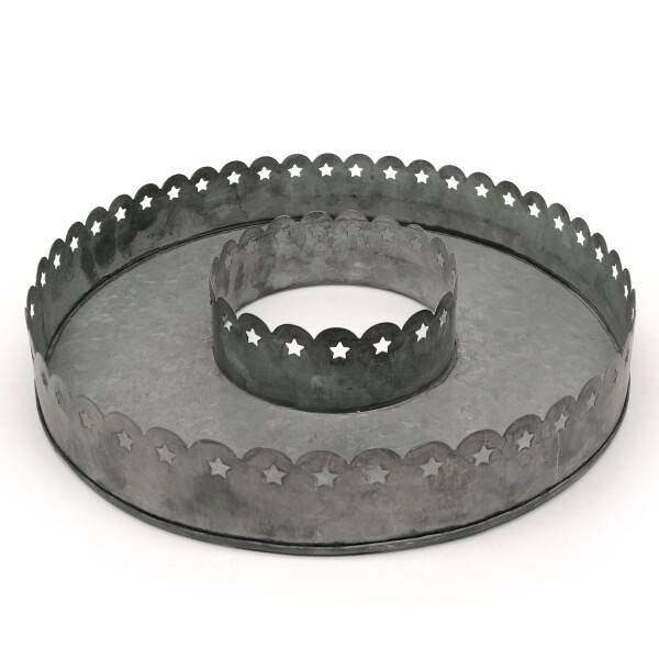 Mea Living Kerzenhalter Tablett rund, Zink - 32cm