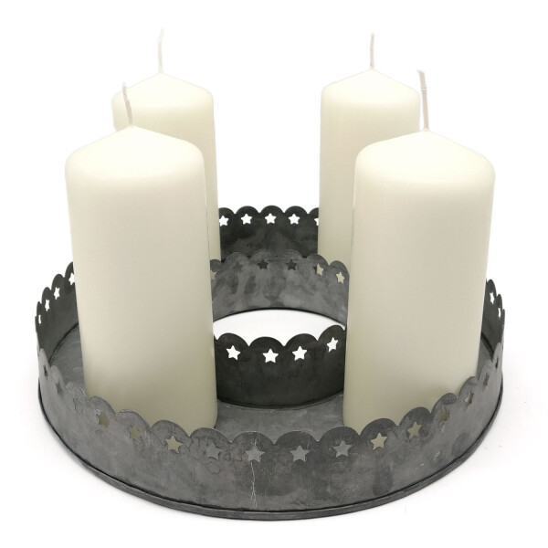 Mea Living Kerzenhalter Tablett rund, Zink - 32cm Jubiläumsangebot