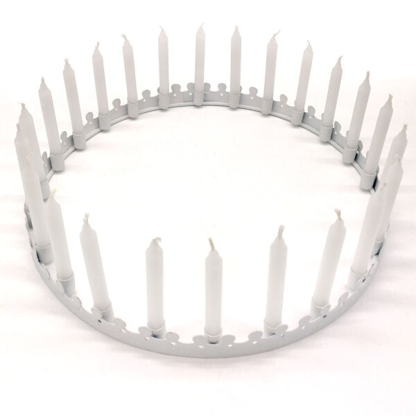 Mea Living Kerzenkranz rund, Metall, weiß - 39cm - für 24 Baumkerzen Lagerräumung