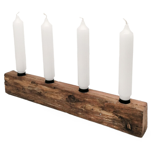 Mea Living Kerzenständer 4er, Holzblock - 40cm - für Stabkerzen, Kerzenhalter Top Angebot