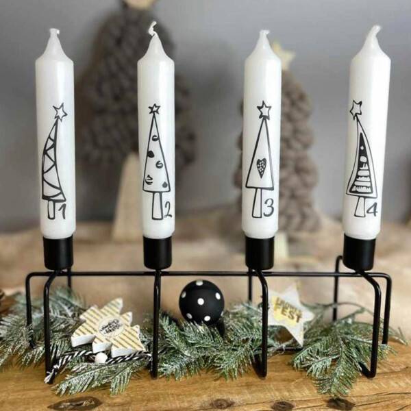 Mea Living Kerzenständer 4er, Metall, schwarz matt - 30cm - für Stabkerzen, Kerzenhalter Neueste Mode