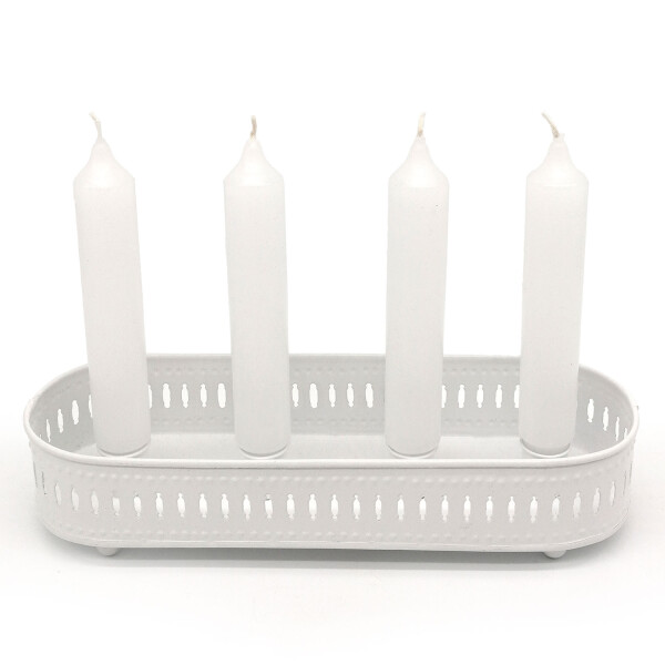 Mea Living Kerzenständer 4er, Metall, weiß - 30cm - für Stabkerzen, Kerzenhalter Online Outlet