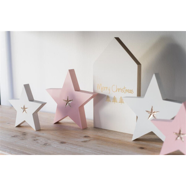 Mea Living Kleiner Holzstern rosa, 15x2,5x15 cm