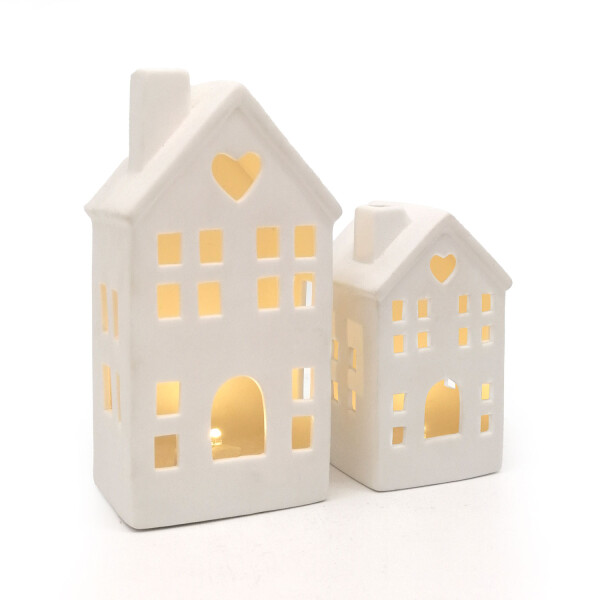 Mea Living LED-Haus Herzchen weiß-matt, 14,5 cm -batteriebetrieben Räumungsverkauf
