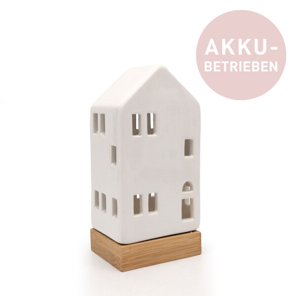 Mea Living LED-Haus weiß-glänzend, 18,5 cm - akkubetrieben
