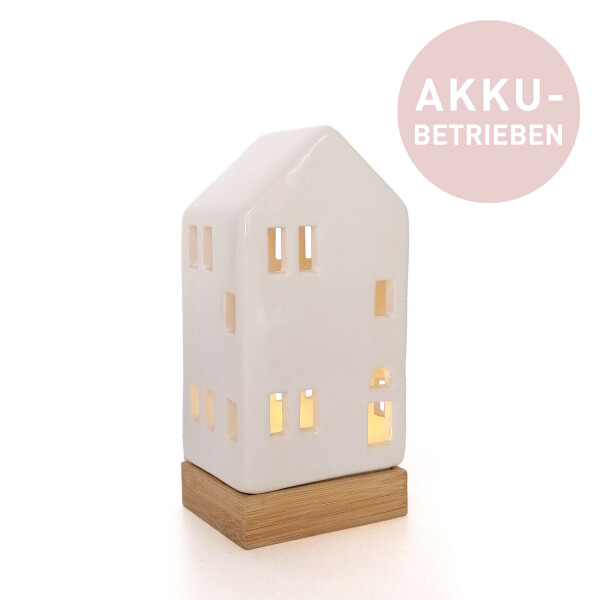 Mea Living LED-Haus weiß-glänzend, 18,5 cm - akkubetrieben VIP-Rabatte