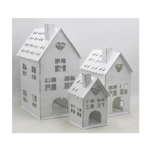 Mea Living Metallhäuser 3er Set, weiß - 10 cm/12cm/17 cm Super Sparpreis