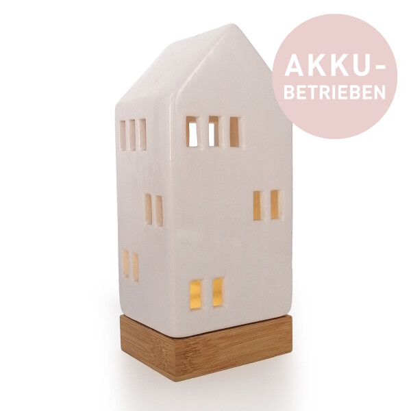 Mea Living LED-Haus weiß-glänzend, 22,5 cm - akkubetrieben Wochenangebot