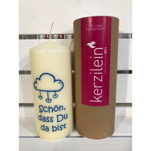 Mea Living Flamme, blau "Schön, dass Du da bist Wolke" Sonderangebot der Fabrik