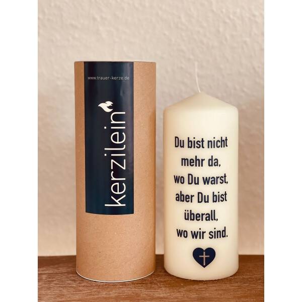 Mea Living Flamme, dunkelblau "DU BIST NICHT MEHR DA, WO DU WARST, ABER DU BIST ÜBERALL,WO WIR SIND" Discount Store für neue Produkte