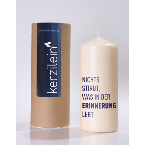 Mea Living Flamme, dunkelblau "NICHTS STIRBT WAS IN ERINNERUNG LEBT" Clearance-Verkauf