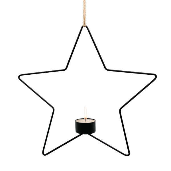 Mea Living Teelichthalter-Hänger Stern, Metall, schwarz - 28,5cm Günstiger Verkauf