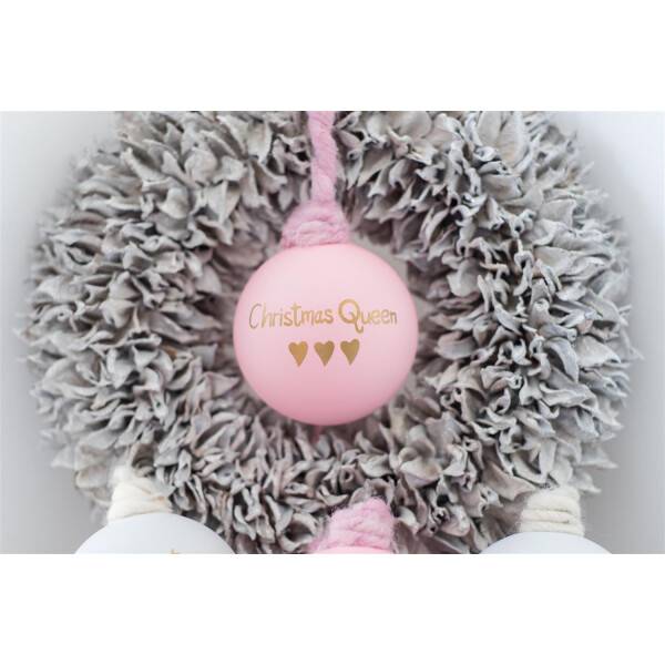 Mea Living Weihnachtskugel mit Filzkordel "Christmas Queen" rosa Fabrikverkauf