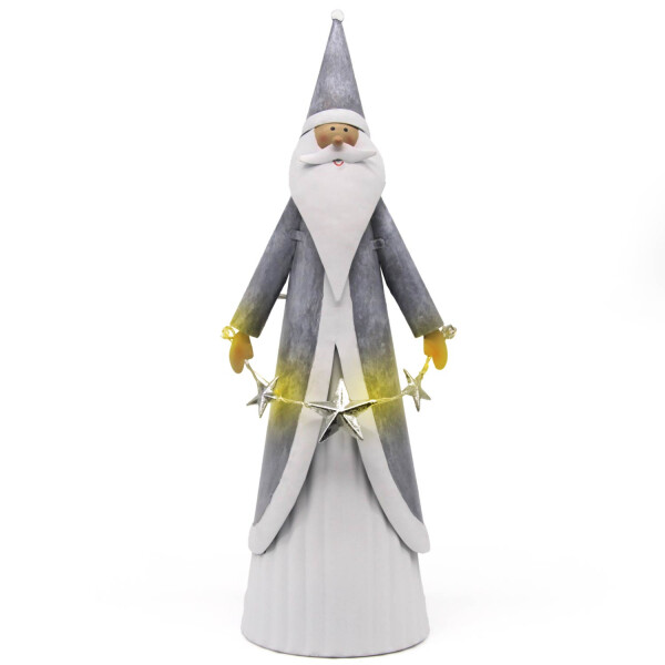Mea Living Weihnachtsmann mit LED Sternenkranz weiß/grau 11,5 cm x 9 cm x 29,5 cm Limitierter Zeitrabatt