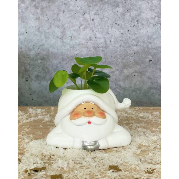 Mea Living Weihnachtsmann Topf klein weiß/silber 14cm x 12cm x 9cm Rabatt