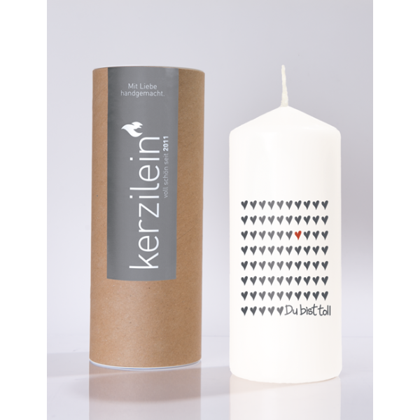 Mea Living Flamme, weiß/anthrazit "Du bist toll Herzen"