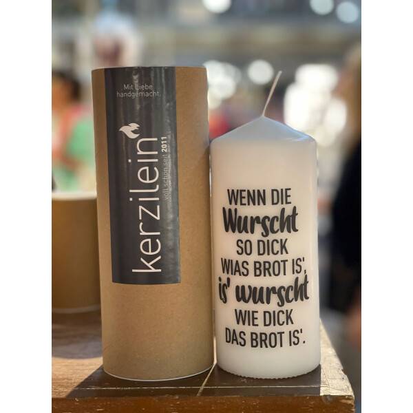 Mea Living Flamme, weiß/anthrazit "Wenn die Wurscht so dick wias Brot is`, is´wurschtwie dich das Brot is`." Online