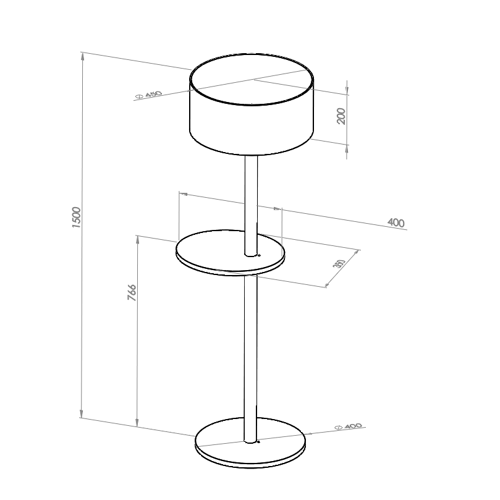 Ragaba UFO Floor Lamp 45x150cm Brown Beige / White Lampshade Im Verkauf