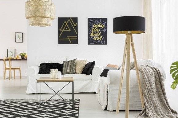 Ragaba WANDA Ashwood Floor Lamp 45x140cm - White Lampshade / Transparent Auslauf