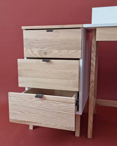 Ragaba LUKA 3-Drawer Desk Cabinet W41xD50cm Ash Top White Side Heißer Verkauf