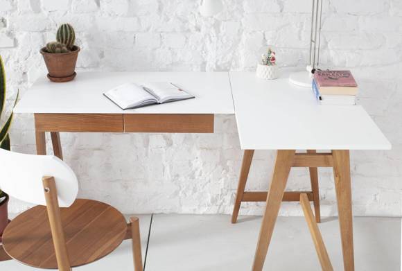Ragaba LUKA Corner Desk W 135cm x D 85cm Gentle Blue Oak Right Side Riesige Rabatte