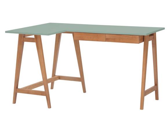 Ragaba LUKA Corner Desk W 135cm x D 85cm Sage Green Oak Left Side