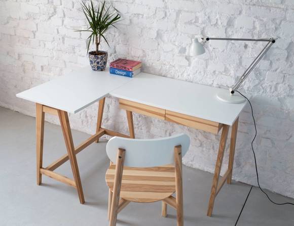 Ragaba LUKA Ashwood Corner Desk W135 x D85cm Broom Yellow Left Side Clearance-Verkauf