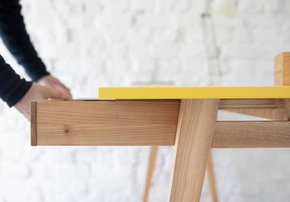Ragaba LUKA Ashwood Corner Desk W135 x D85cm Broom Yellow Left Side Clearance-Verkauf