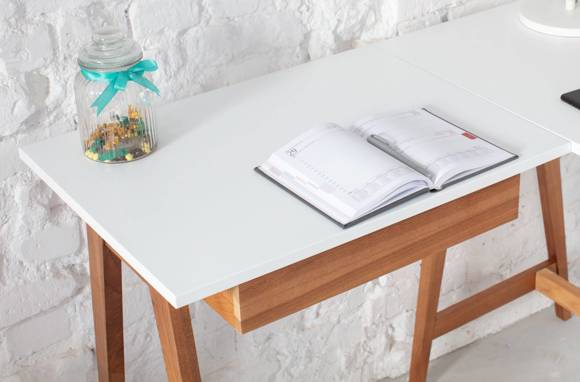 Ragaba LUKA Corner Desk W115cm x D85cm Gentle Blue Oak Right Side Kostenloser Versand international