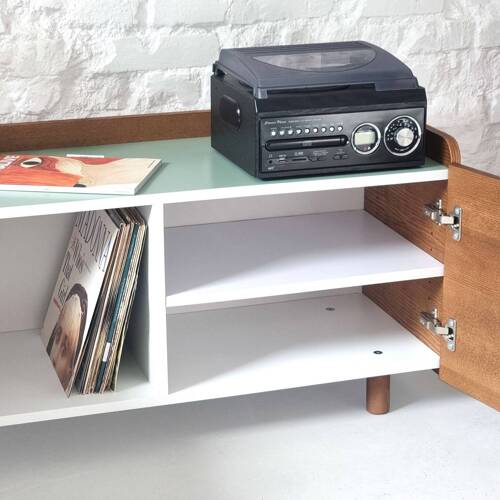 Ragaba DABI Record Player Sideboard 110cm Oak White Bestseller