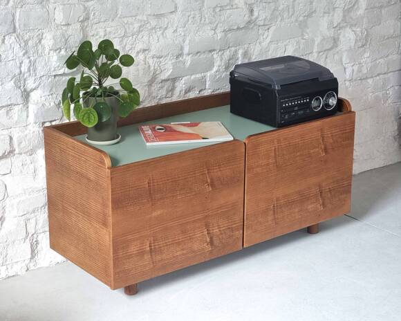 Ragaba DABI Record Player Sideboard 110cm Oak Sage Green