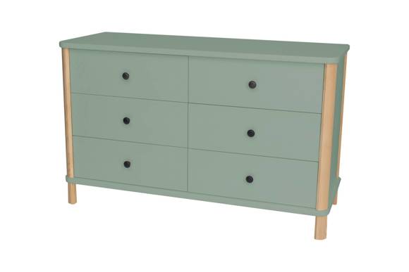 Ragaba ASHME Small Boy 6 Drawer 114cm Double Dresser Sage Green Riesige Ersparnisse