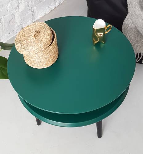Ragaba UFO Coffee Table diam. 70cm x height 35cm - Petrol Blue / Black Legs Super Rabatt