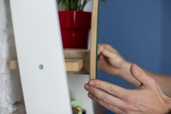 Ragaba ASHME Ladder Shelf with Mirror 45x180cm - Ashwood Shelves/White Clearance-Verkauf