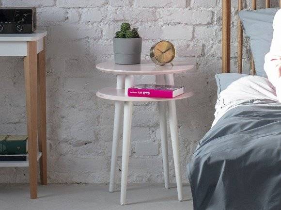 Ragaba UFO Side Table diam. 45cm x height 61cm - Dusky pink/white legs Kostenloser Versand international