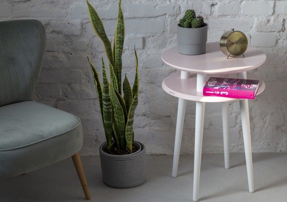 Ragaba UFO Side Table diam. 45cm x height 61cm - Dusky pink/white legs Kostenloser Versand international