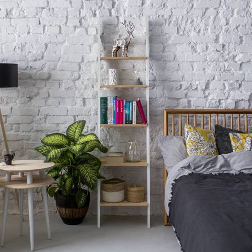 Ragaba ASHME Ladder Shelf 45x35x180cm - Ashwood Shelves / White Begrenzt auf 3 Tage