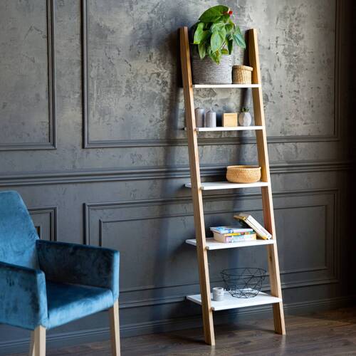 Ragaba ASHME Ladder Shelf 45x35x180cm - White Rabatte dieses Monats
