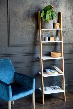 Ragaba ASHME Ladder Shelf 45x35x180cm - White Rabatte dieses Monats