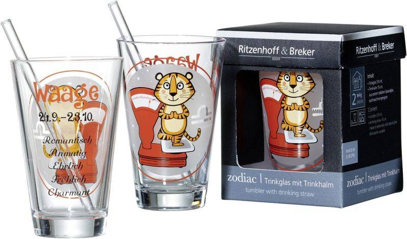 Ritzenhoff & Breker Sternzeichen Trinkglas mit Halm