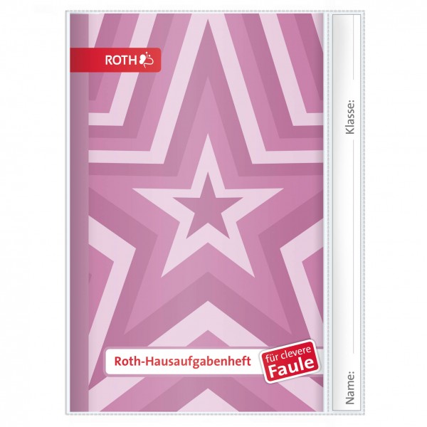 Roth Ideen Hausaufgabenheft Unicolor für clevere Faule Pink Star