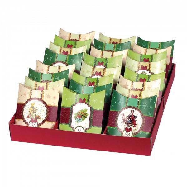 Roth Ideen 24 Adventskissen mit 24 Kissenverpackungen, stehend in Box