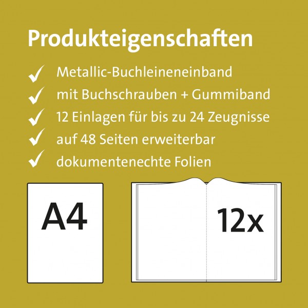 Roth Ideen Zeugnismappe Metallium mit Buchschrauben Gold Verkauf