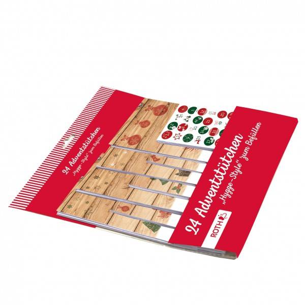 Roth Ideen 24 Adventstütchen "Hygge-Style" mit 24 Tütchen und Zahlenetiketten 1-24 Limitierter Zeitrabatt