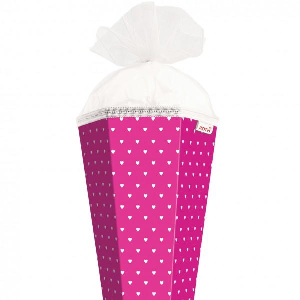 Roth Ideen Basteltüte groß 85cm, Knallpink mit weißen Herzen Begrenztes Angebot