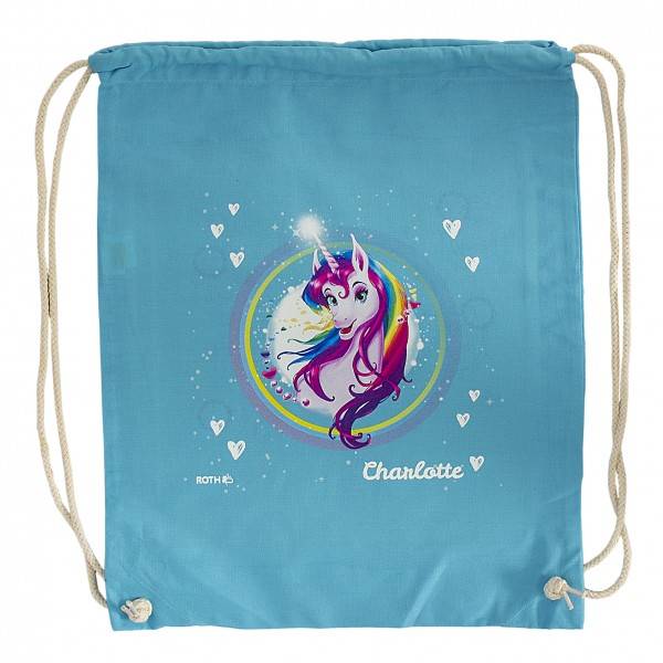 Roth Ideen Turnbeutel Einhornportrait, surf blue Begrenztes Angebot