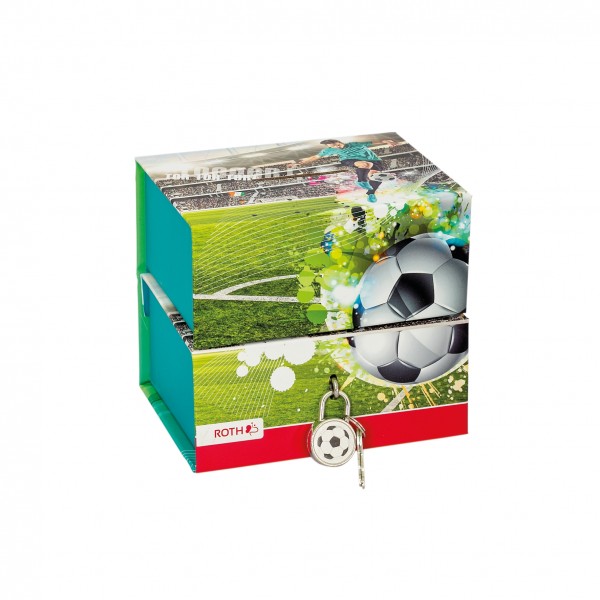 Roth Ideen Spardose mit 2 getrennten Boxen, mit Magnet und Vorhängeschloss, Fußballstar Große Rabatte