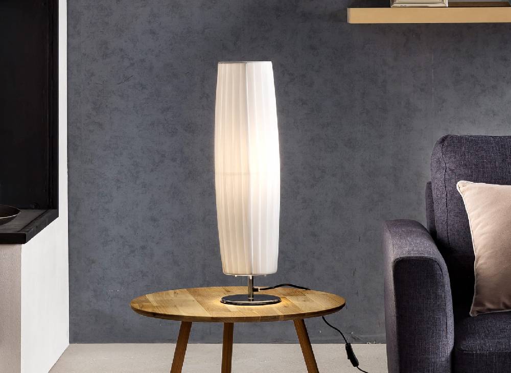 ﻿Salesfever Tischlampe rund 60 cm Tischleuchte weiß im Art Deco Design PARTO Kostenloser Versand international
