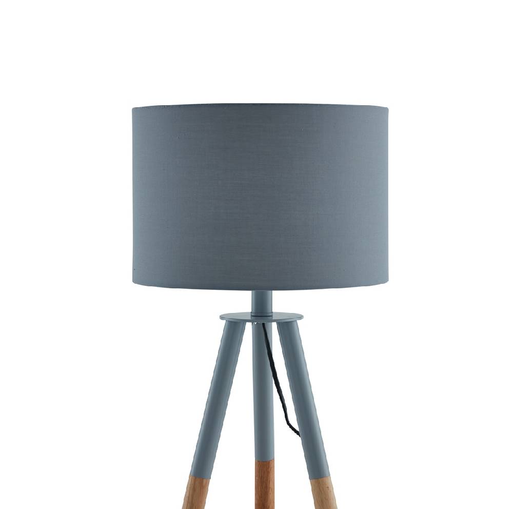 Salesfever Stilvolle Grau / Eiche Tischlampe Tripod Fabrikladen
