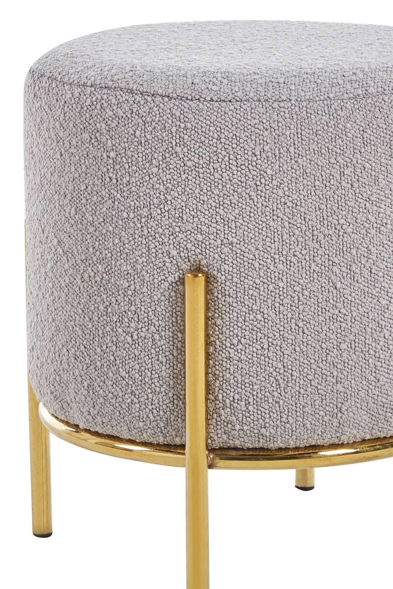 Salesfever Polsterhocker Ø35 cm Bouclé Stoff Taupe Cosy Speichern exportieren